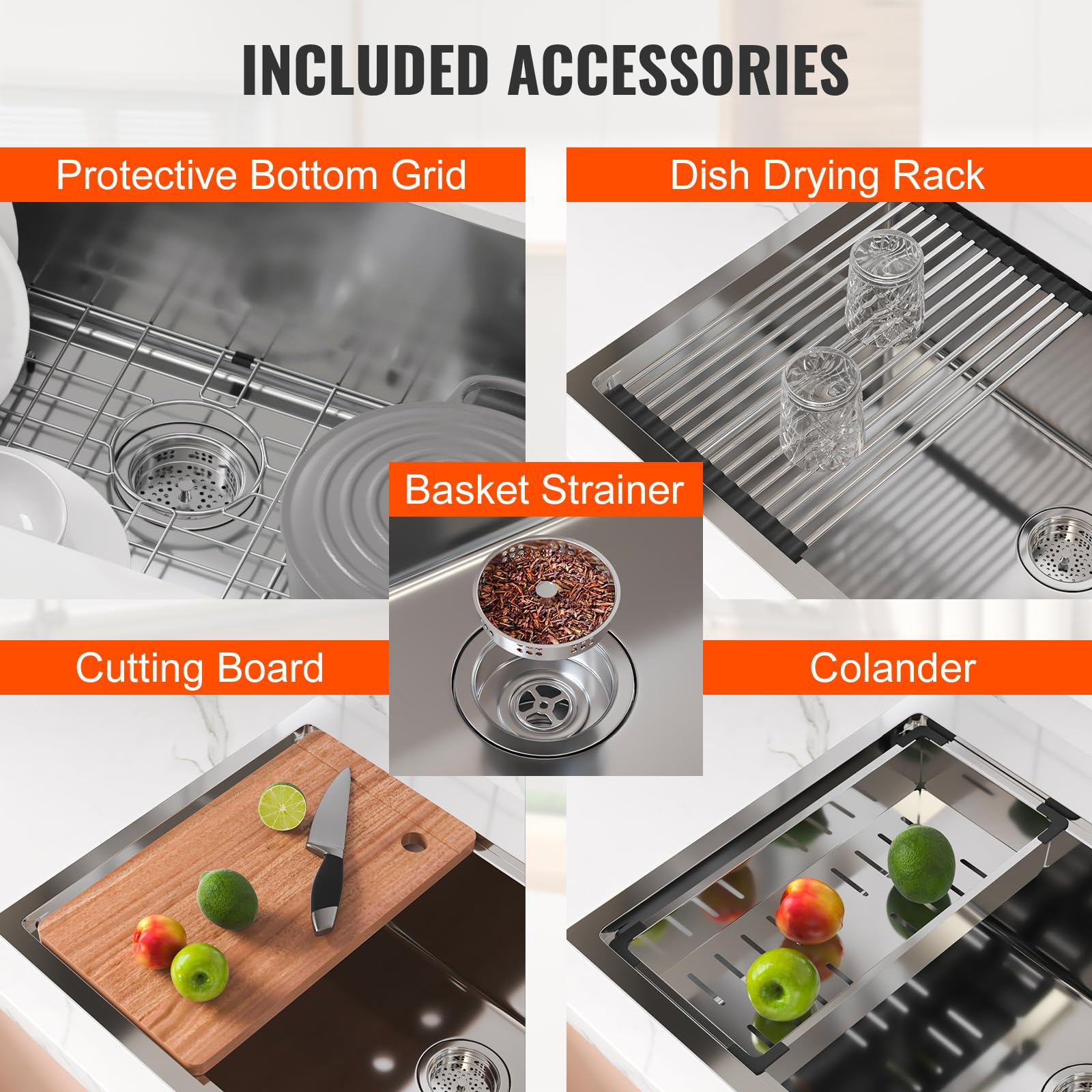 Foto 6 | Fregadero De Cocina Vevor 304 De Acero Inoxidable De Un Solo Tazón De 32 Pulgadas - Venta Internacional.
