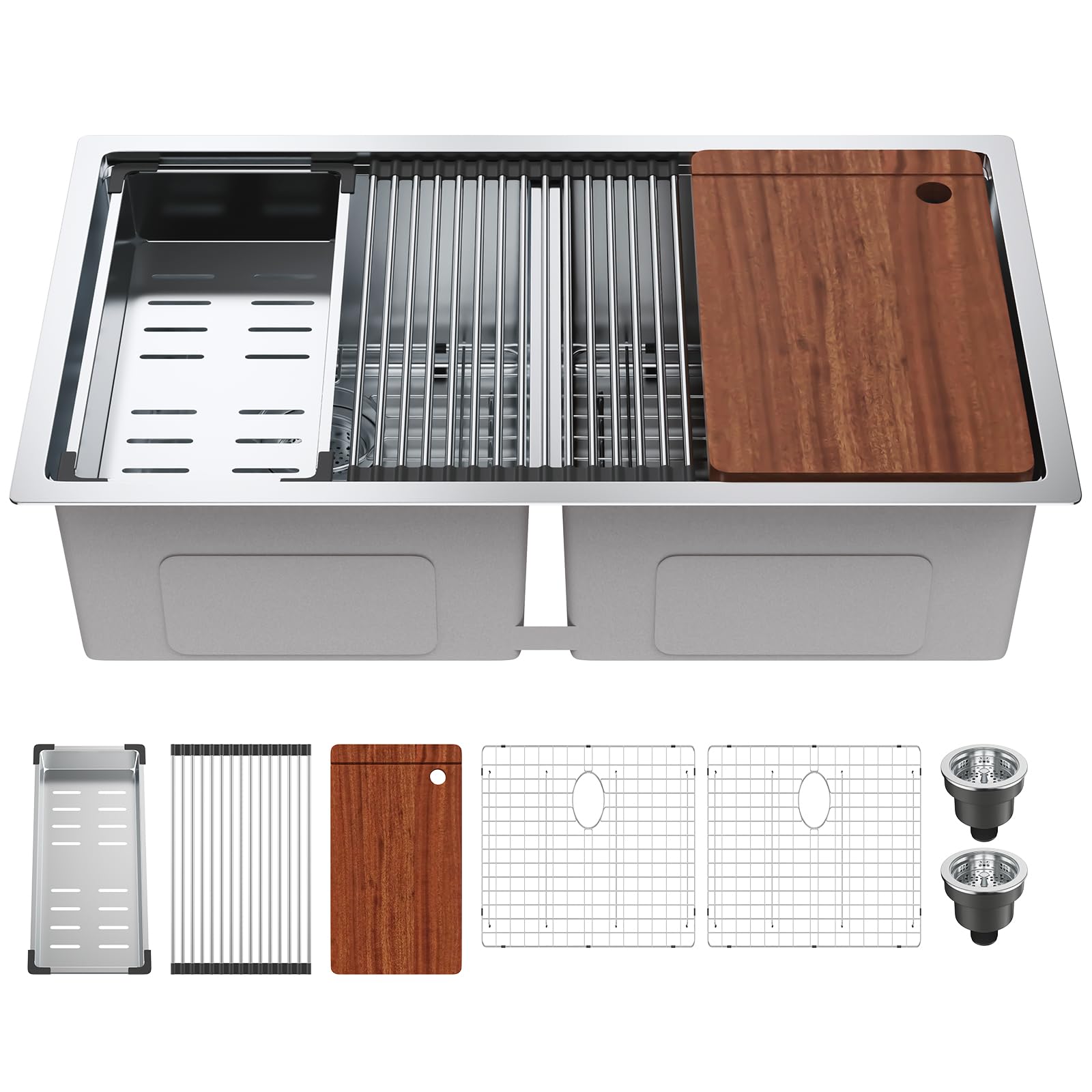 Fregadero De Cocina Vevor 304 De Acero Inoxidable Con Cuencos Dobles De 33 Pulgadas - Venta Internacional. $9,688