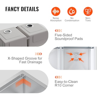 Foto 5 | Fregadero De Cocina Vevor 304 De Acero Inoxidable Con Cuencos Dobles De 33 Pulgadas - Venta Internacional.