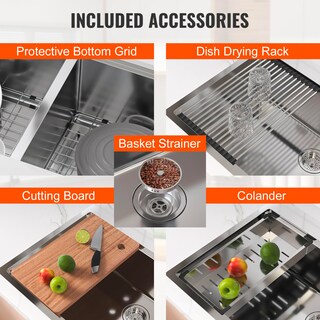 Foto 6 | Fregadero De Cocina Vevor 304 De Acero Inoxidable Con Cuencos Dobles De 33 Pulgadas - Venta Internacional.