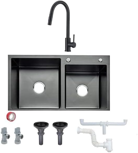 Kit De Tarja Doble En Acero Inox Incluye Mezcladora Dos Chorros Monomando, Mangueras Y Todo Lo Necesario Para Instalac