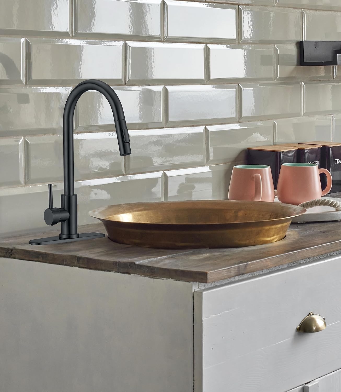 Foto 9 pulgar | Meer Faucets By Cnx Kit De Cocina Con Tarja Doble, Mezcladora Monomando Con Cuello Retráctil Y Cespol Flexible,
