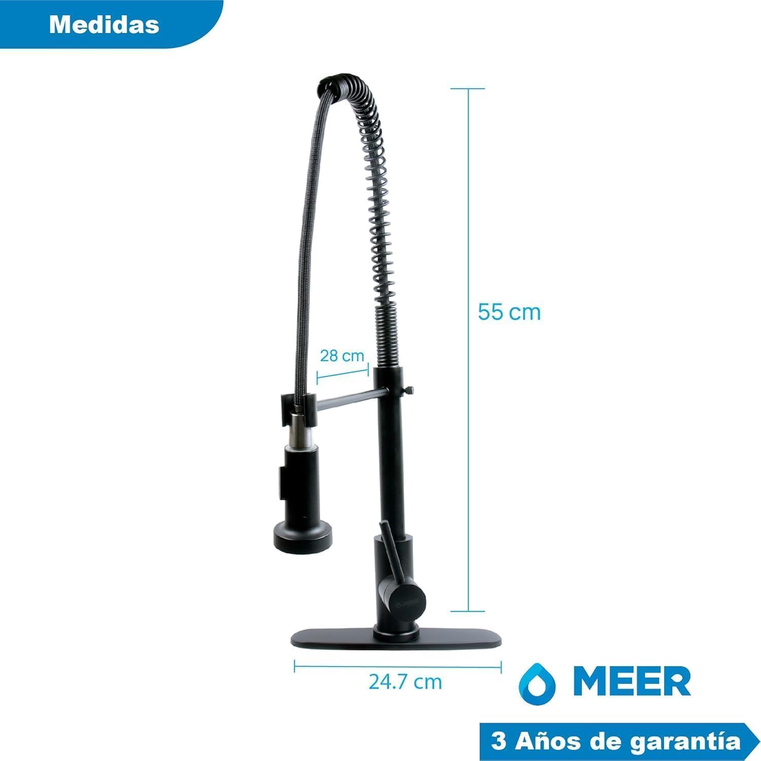 Foto 3 pulgar | Meer Faucets By Cnx Kit De Cocina Con Tarja Doble, Mezcladora Negra Mate Y Cespol Flexible, Acero Inoxidable Con