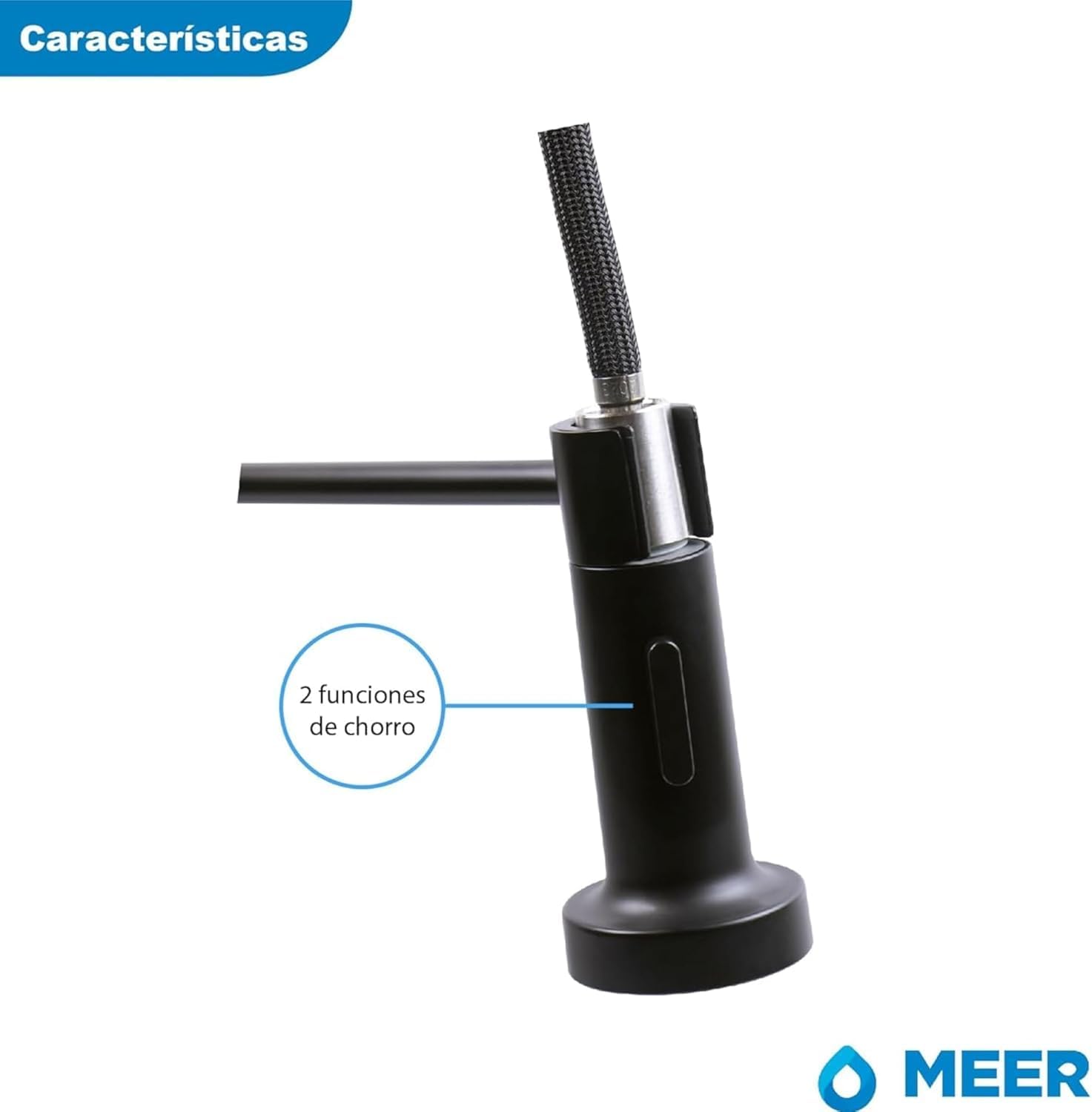 Foto 7 pulgar | Meer Faucets By Cnx Kit De Cocina Con Tarja Doble, Mezcladora Negra Mate Y Cespol Flexible, Acero Inoxidable Con