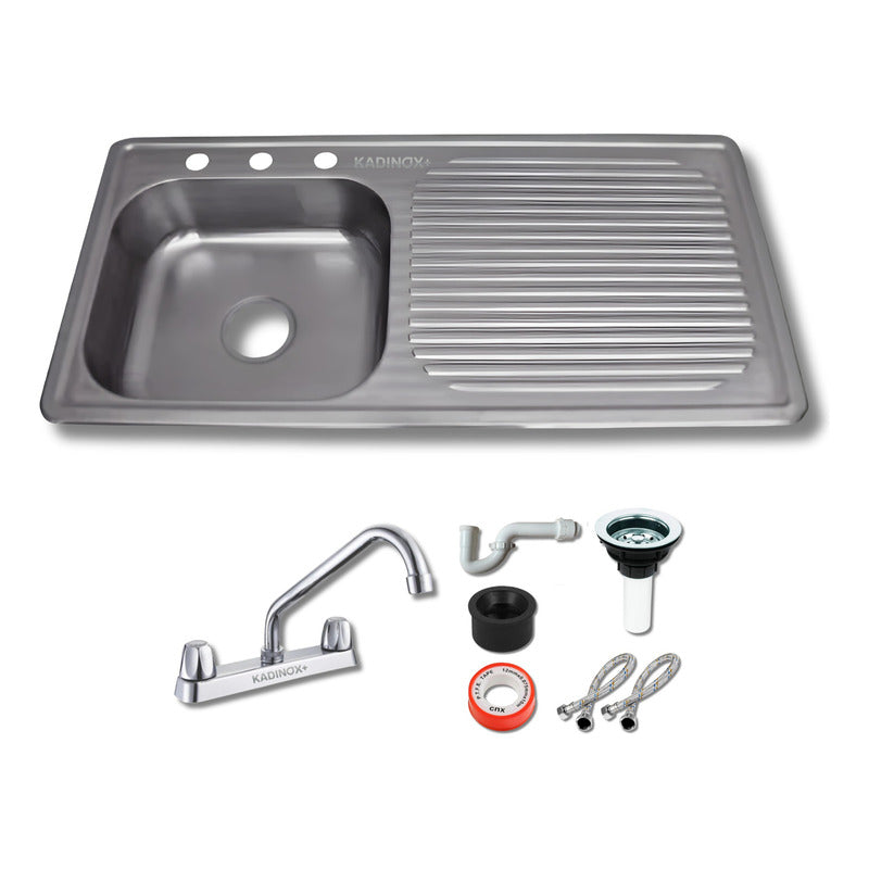 Foto 1 | Fregadero Tarja Acero Inox De Empotrar 100x50cm (con Kit) (escurridor Derecho)