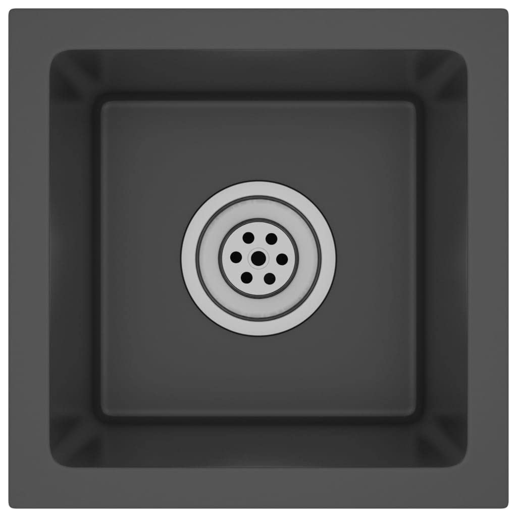 Fregadero De Cocina Vidaxl Hecho A Mano, Empotrable, De Un Solo Tazón, Negro, Ss - Venta Internacional. $2,823