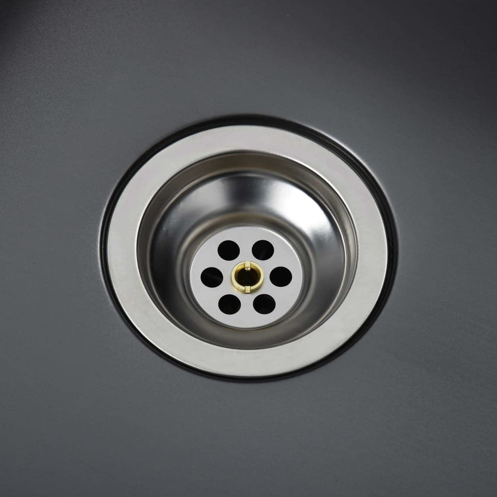 Foto 6 | Fregadero De Cocina Vidaxl Hecho A Mano, Empotrable, De Un Solo Tazón, Negro, Ss - Venta Internacional.