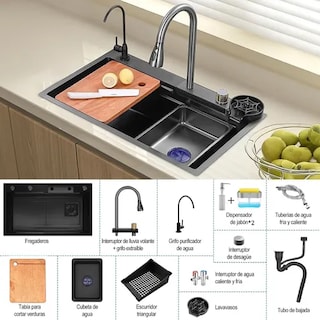 Foto 2 | 80x45 Fregadero Xtellar De Cocina Tarja Cascada 304 Acero Inoxidable