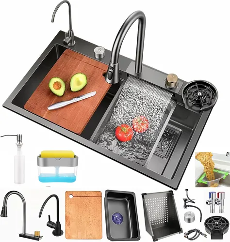 Foto 1 | Fregadero Xtellar De Cocina Tarja Cascada 304 Acero Inoxidable