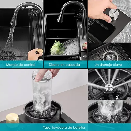 Foto 5 pulgar | Fregadero Xtellar De Cocina Tarja Cascada 304 Acero Inoxidable