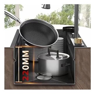 Foto 3 | Fregadero De Cocina De Acero Inoxidable Con Accesorios 75x45 Negro