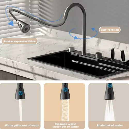Foto 6 pulgar | Fregadero De Cocina De Acero Inoxidable Con Accesorios 75x45 Negro