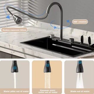 Foto 5 | Fregadero De Cocina De Acero Inoxidable Con Accesorios 75x45 Negro