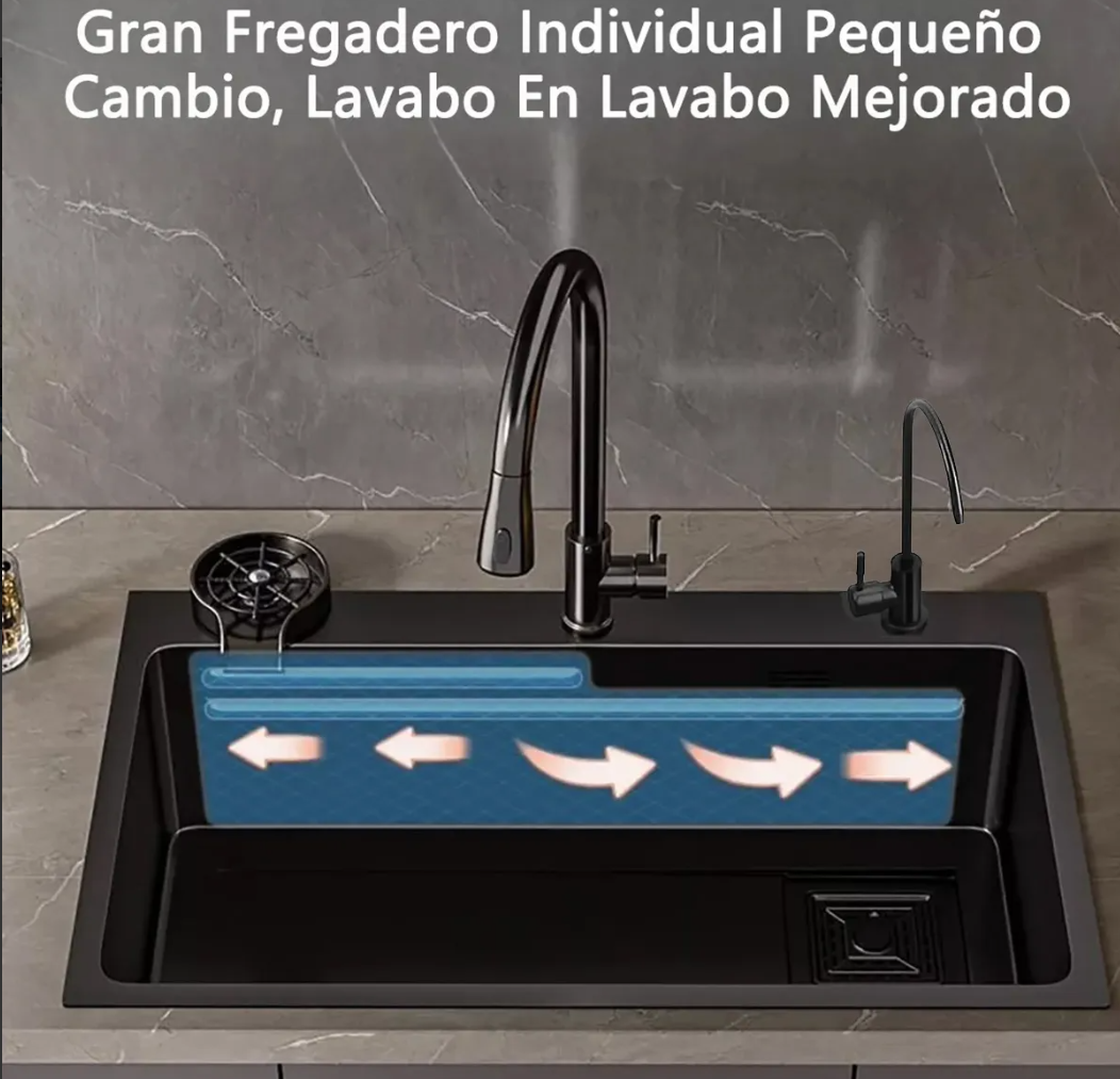 Foto 7 | Fregadero Elegante De Cocina De Acero Inoxidable 304  De 68x45x20cm Resistente Al Desgaste Y Con Kit De Instalacion