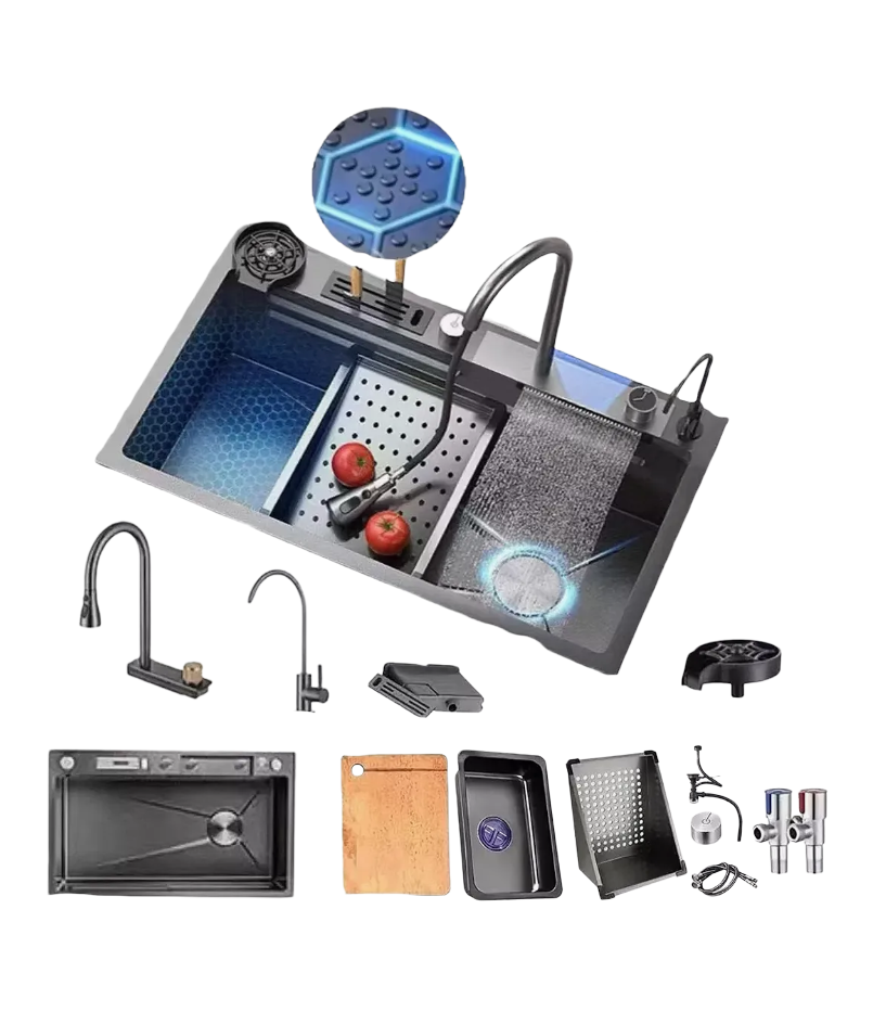 Foto 1 | Fregadero Premium De Cocina De Acero Inoxidable 304 Con Accesorios De Instalacion  75 Cm X 45 Cm X 22 Cmnegro