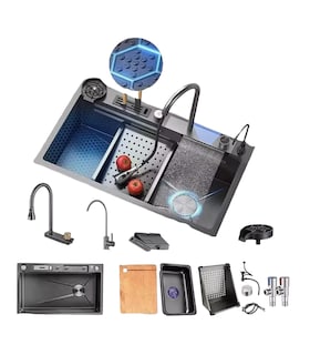 Foto 1 | Fregadero Premium De Cocina De Acero Inoxidable 304 Con Accesorios De Instalacion 75 Cm X 45 Cm X 22 Cmnegro
