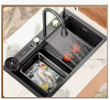 Foto 2 | Fregadero Premium De Cocina De Acero Inoxidable 304 Con Accesorios De Instalacion 75 Cm X 45 Cm X 22 Cmnegro