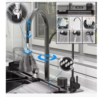 Foto 5 | Fregadero Premium De Cocina De Acero Inoxidable 304 Con Accesorios De Instalacion 75 Cm X 45 Cm X 22 Cmnegro