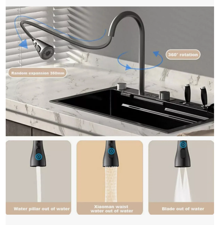 Foto 7 pulgar | Fregadero Premium De Cocina De Acero Inoxidable 304 Con Accesorios De Instalacion  75 Cm X 45 Cm X 22 Cmnegro