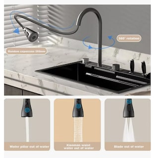 Foto 6 | Fregadero Premium De Cocina De Acero Inoxidable 304 Con Accesorios De Instalacion 75 Cm X 45 Cm X 22 Cmnegro