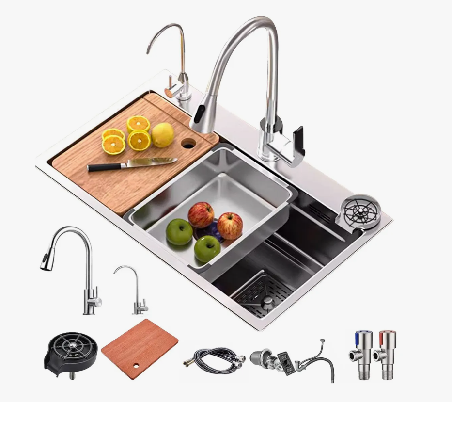 Foto 2 pulgar | Fregadero Preimum De Cocina De Acero Inoxidable 304 Con Accesorios 68x45