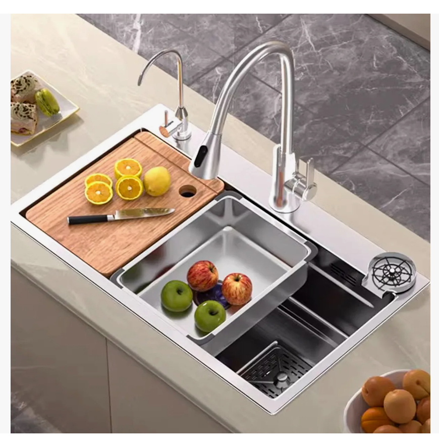 Foto 2 | Fregadero Preimum De Cocina De Acero Inoxidable 304 Con Accesorios 68x45