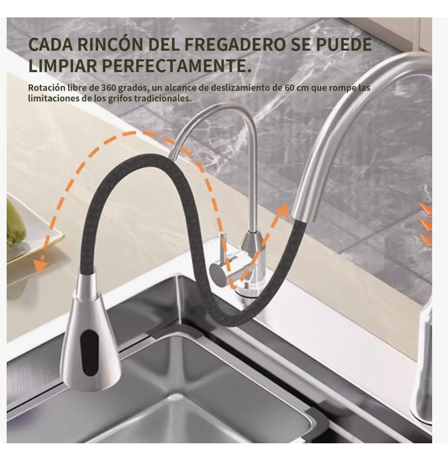 Foto 3 | Fregadero Preimum De Cocina De Acero Inoxidable 304 Con Accesorios 68x45