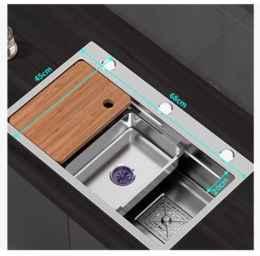 Foto 6 | Fregadero Preimum De Cocina De Acero Inoxidable 304 Con Accesorios 68x45