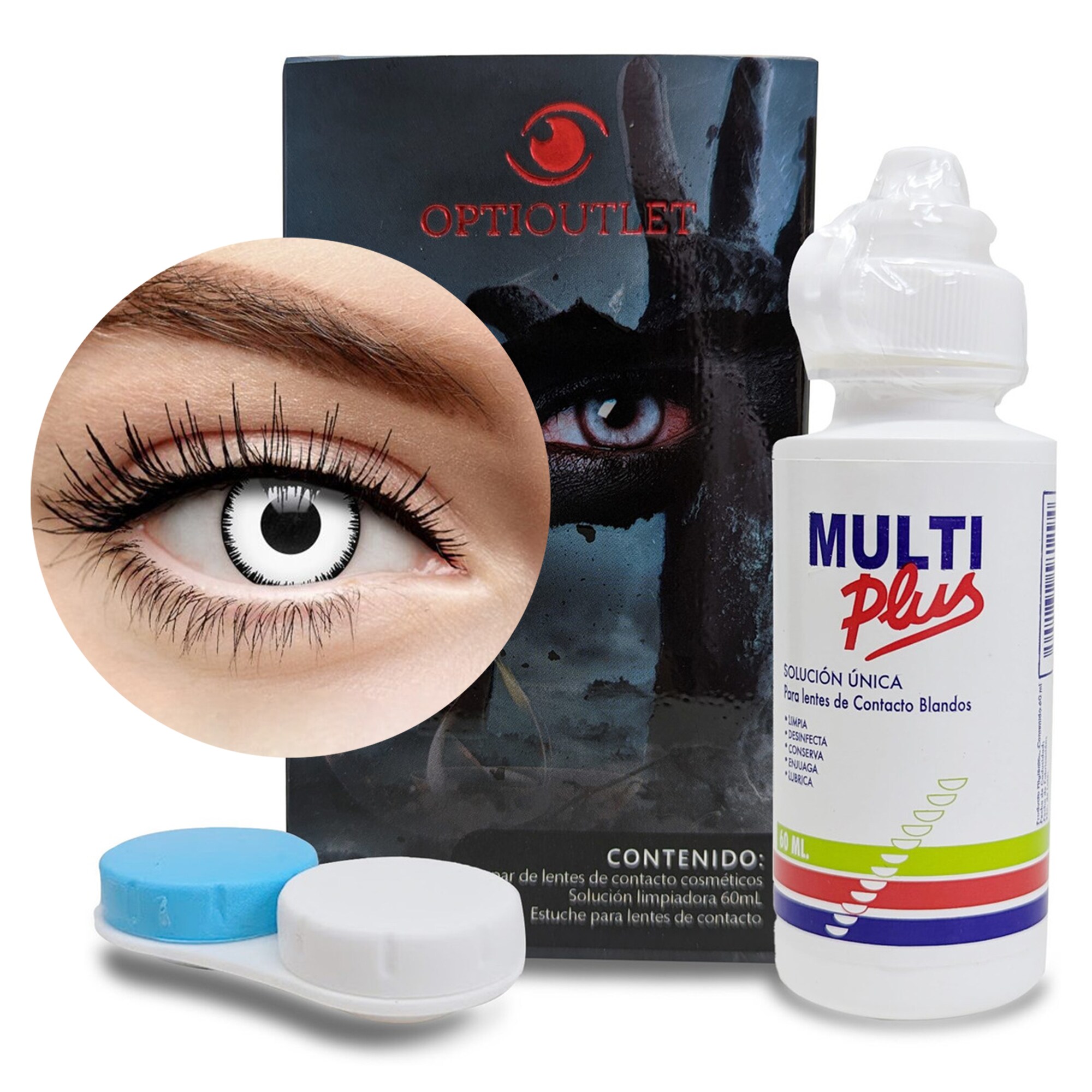 Pupilentes de Color Optioutlet Eclipse-Blanco-(138) para Maquillaje y Disfraces $429
