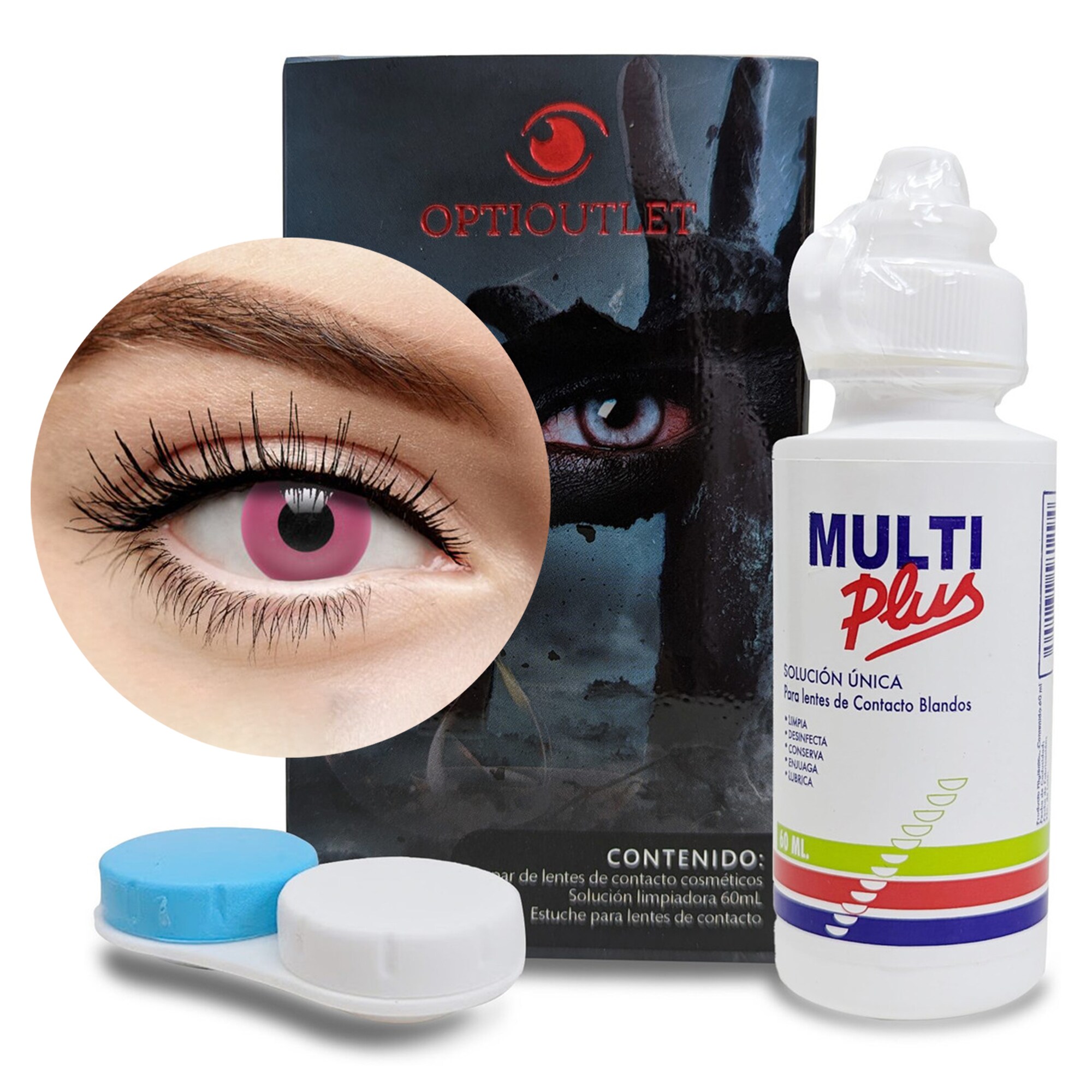 Pupilentes de Color Optioutlet Rosa-NEON-UV para Maquillaje y Disfraces $387