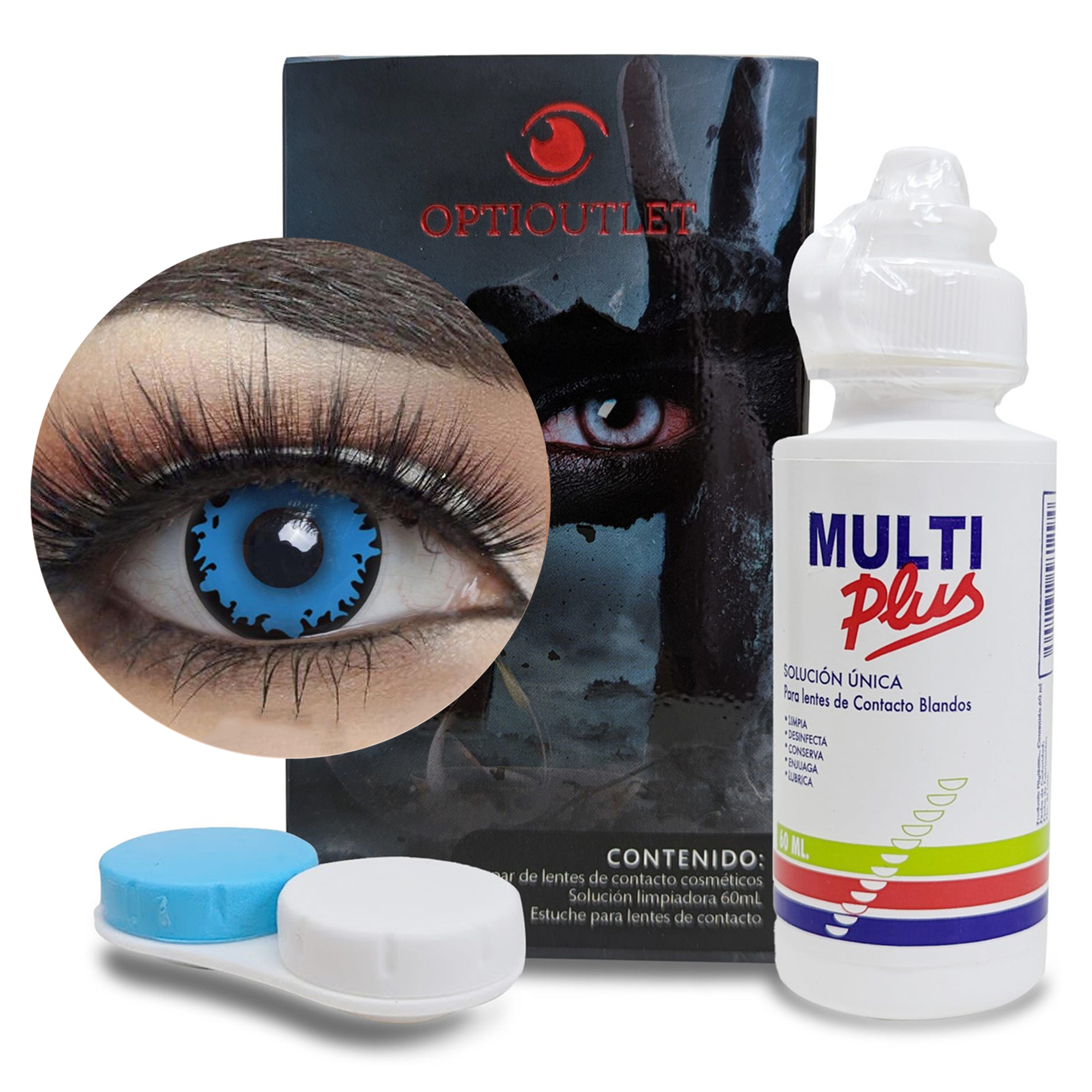 Pupilentes de Color Optioutlet Azul-Vampiro-(F102) para Maquillaje y Disfraces