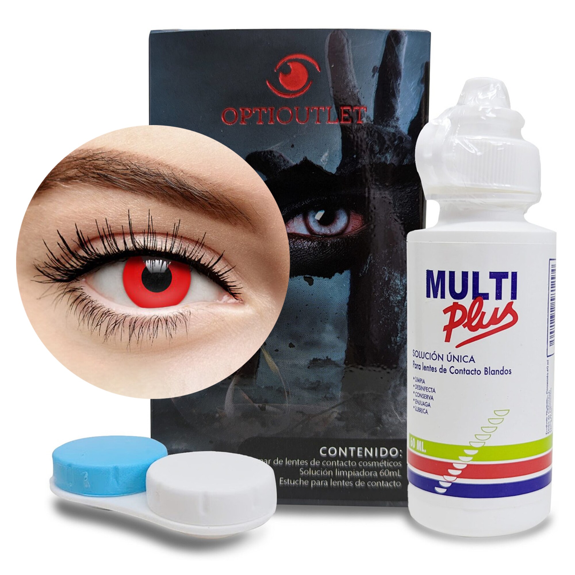 Pupilentes de Color Optioutlet Rojo-Sangre-(020) para Maquillaje y Disfraces $429
