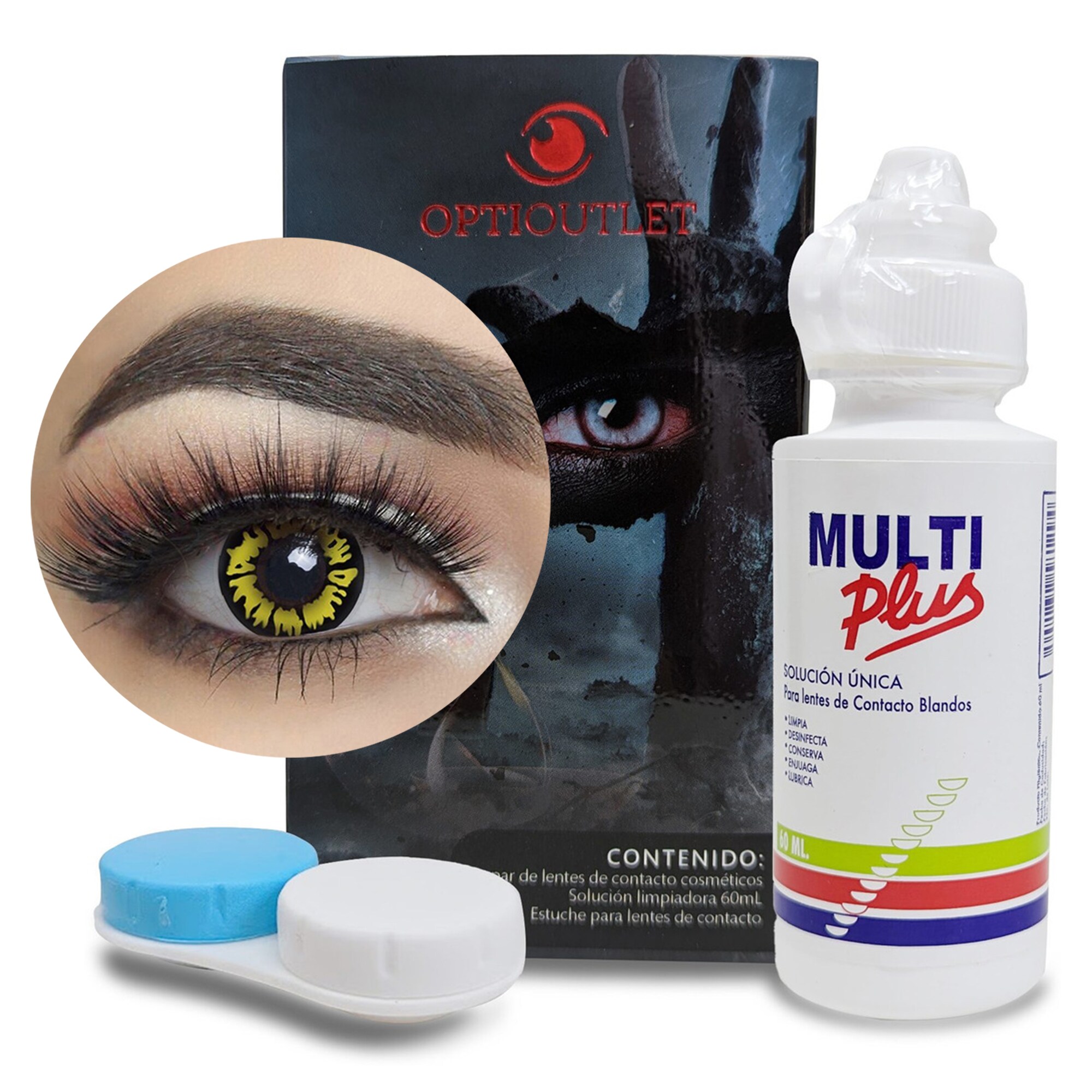 Pupilentes de Color Optioutlet Hombre-Lobo-Amarillo-(043) para Maquillaje y Disfraces $387