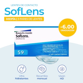 Foto 2 | Lentes de Contacto -2.75 Bausch & Lomb Soflens 59 6 Piezas Reemplazo Mensual