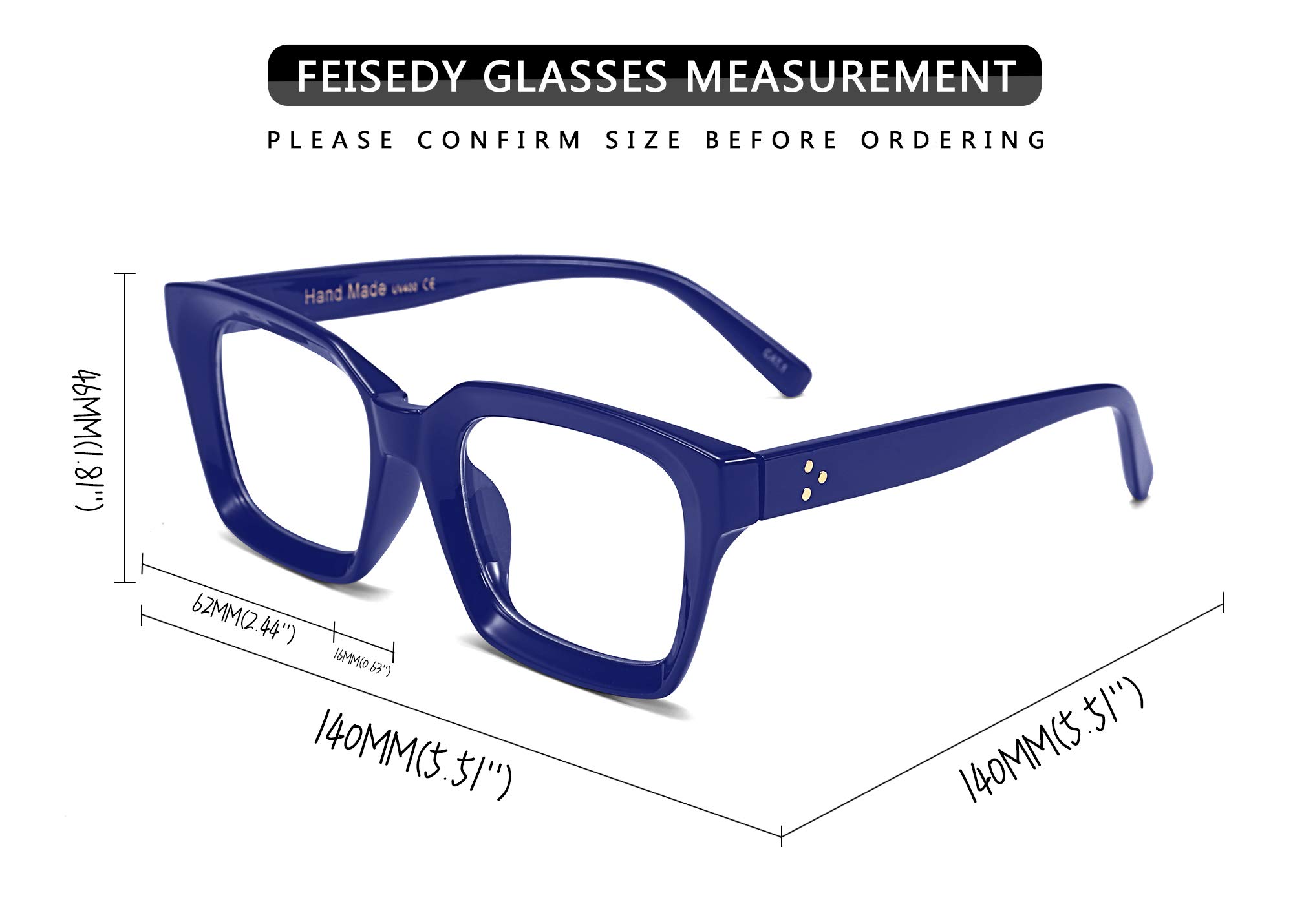 Foto 6 pulgar | Gafas De Lectura Feisedy Square Blue Light Blocking B2479 1.75x - Venta Internacional.