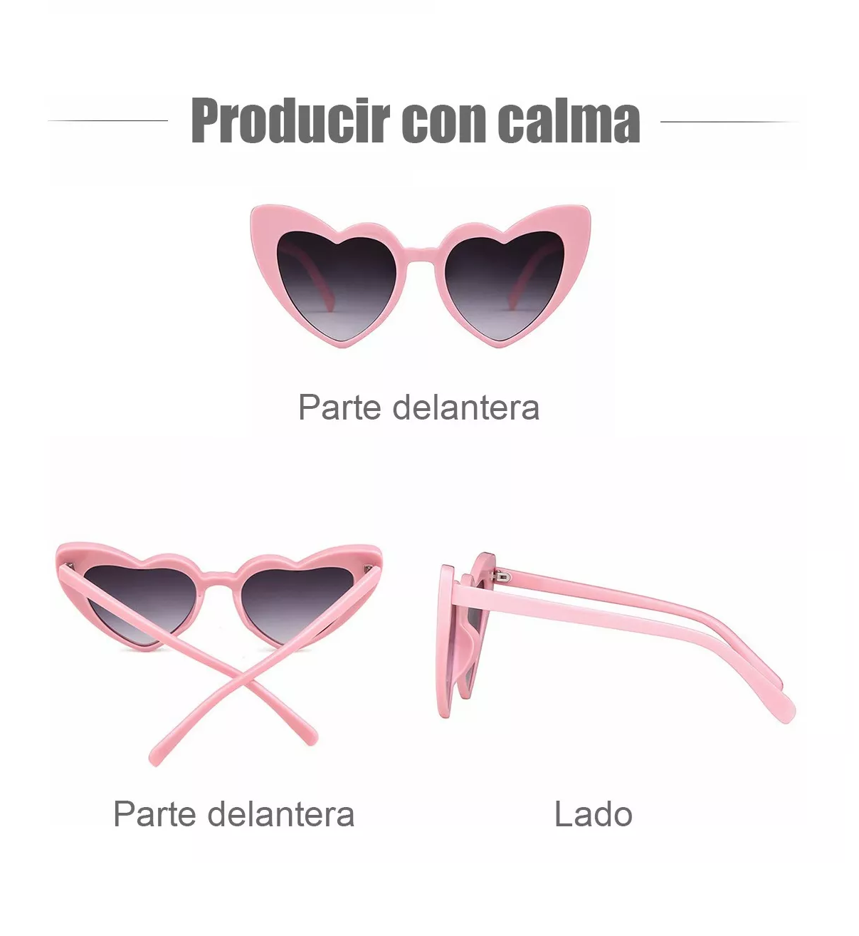 Foto 2 | Gafas de Sol Corazón color Rosa/Negro 10 Piezas