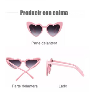 Foto 2 | Gafas de Sol Corazón color Rosa/Negro 10 Piezas