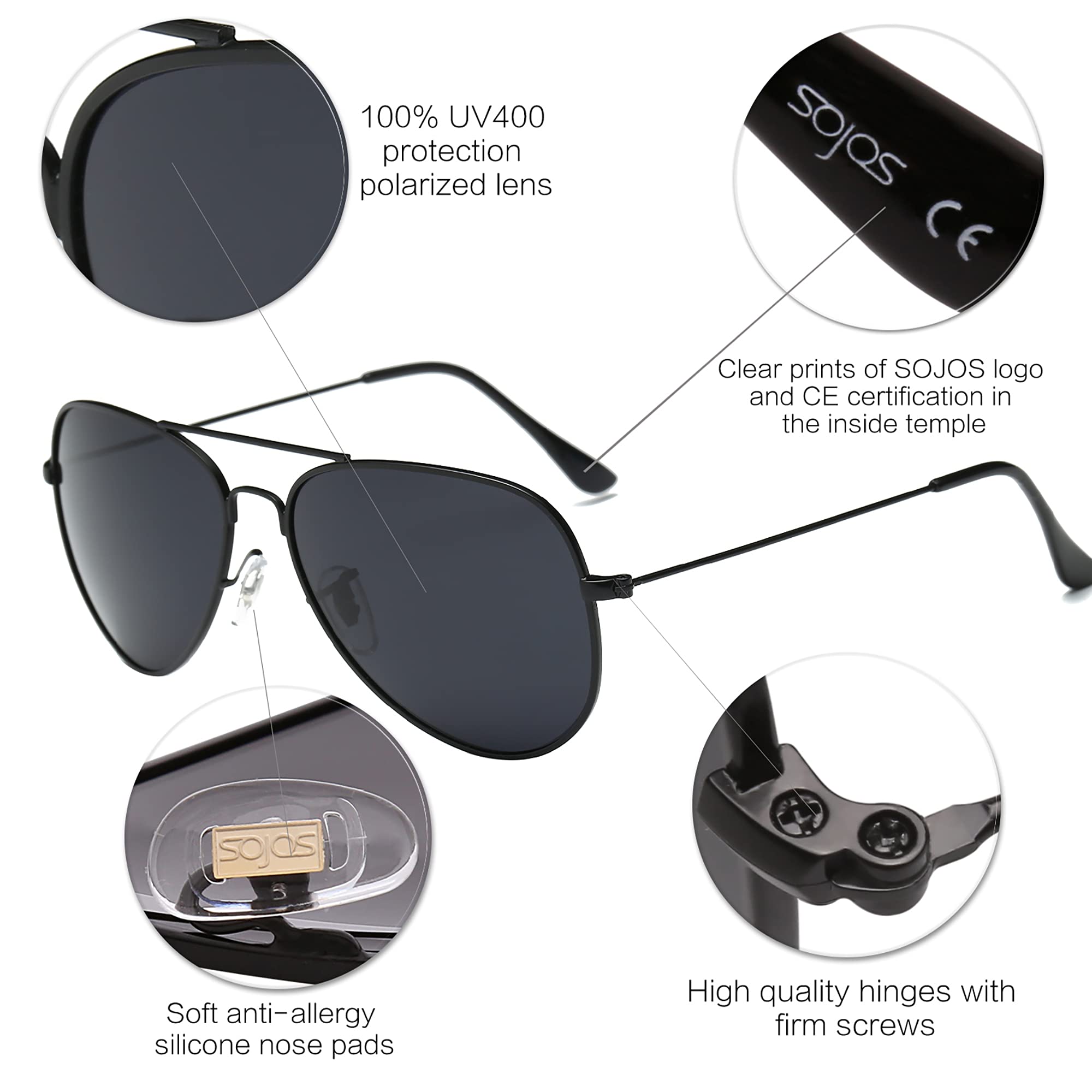 Foto 5 pulgar | Gafas De Sol Sojos Classic Aviator Polarizadas Para Hombre Y Mujer - Venta Internacional.