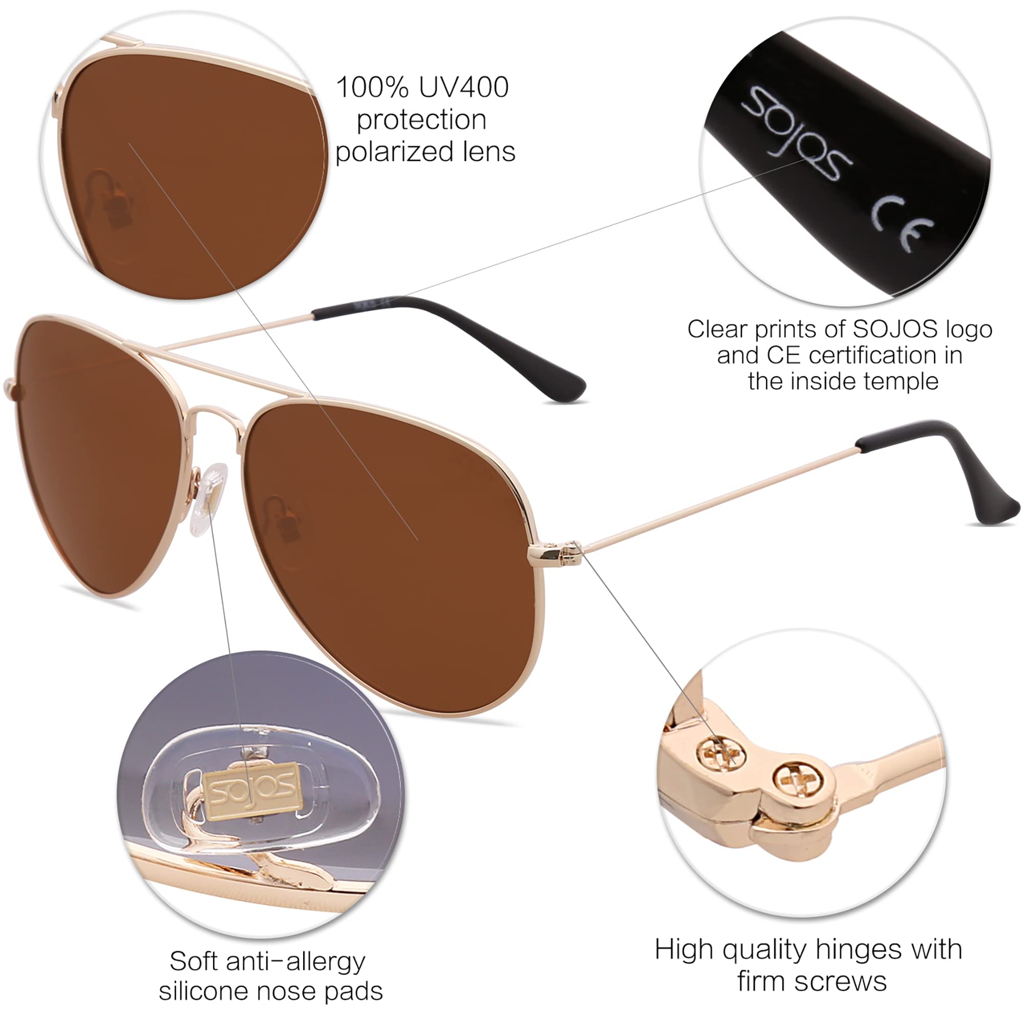 Foto 5 pulgar | Gafas De Sol Sojos Classic Aviator Polarizadas Para Hombre Y Mujer - Venta Internacional.