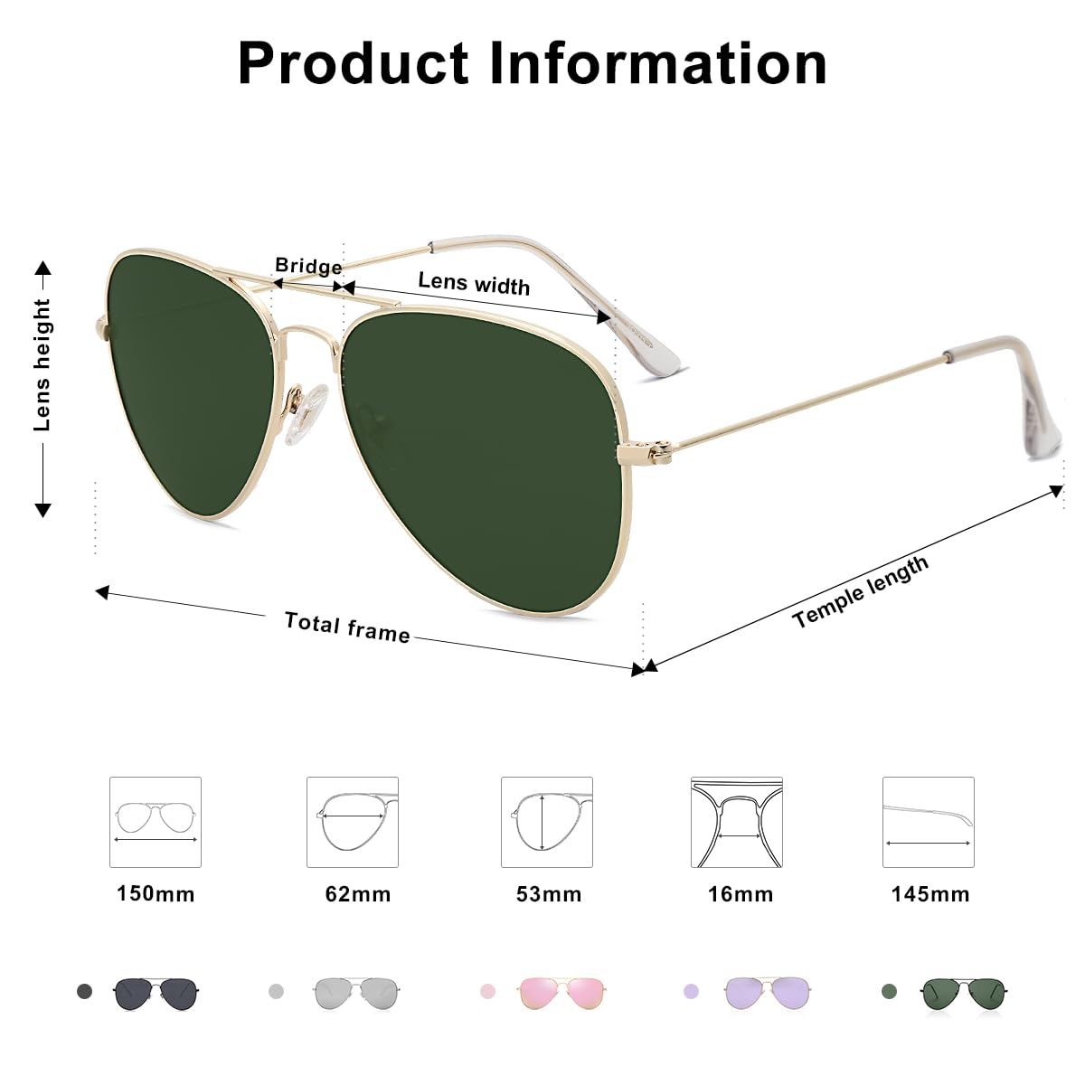 Foto 4 pulgar | Gafas de Sol Sojos Classic Aviator Polarizadas Dorado/verde Oscuro - Venta Internacional