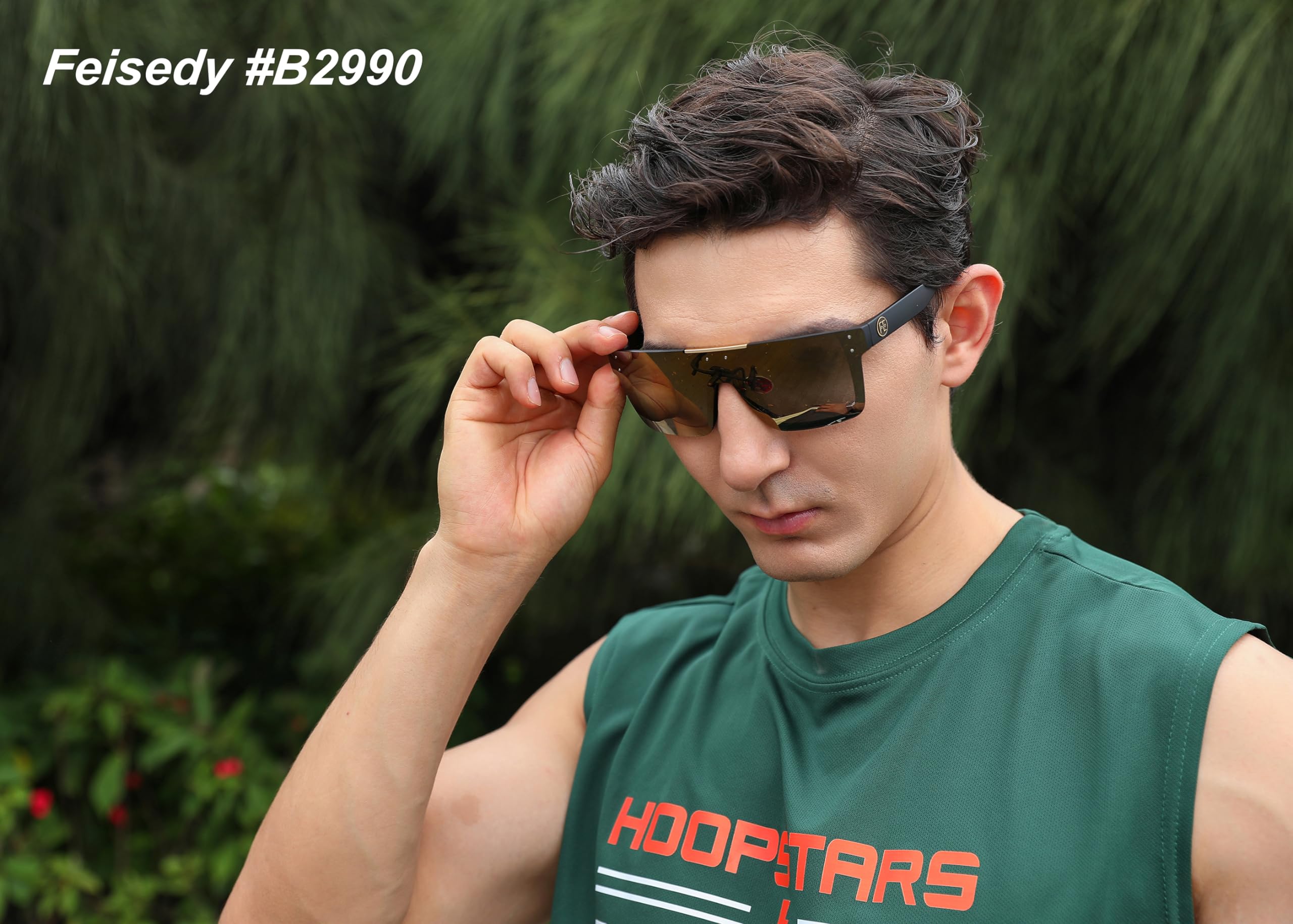 Foto 3 pulgar | Gafas de Sol Feisedy Polarizadas Oversized Square B2990 Black - Venta Internacional
