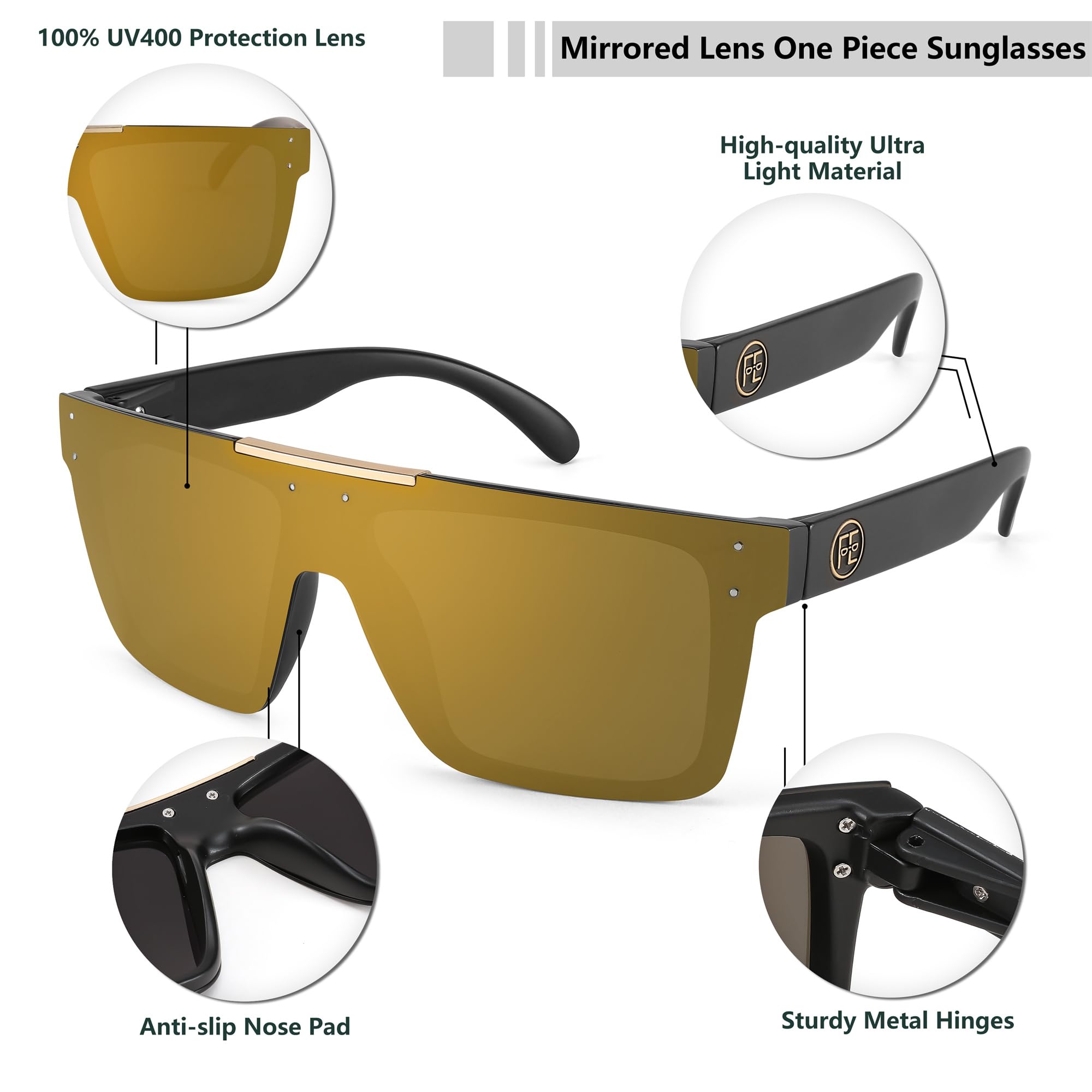 Foto 4 pulgar | Gafas de Sol Feisedy Polarizadas Oversized Square B2990 Black - Venta Internacional