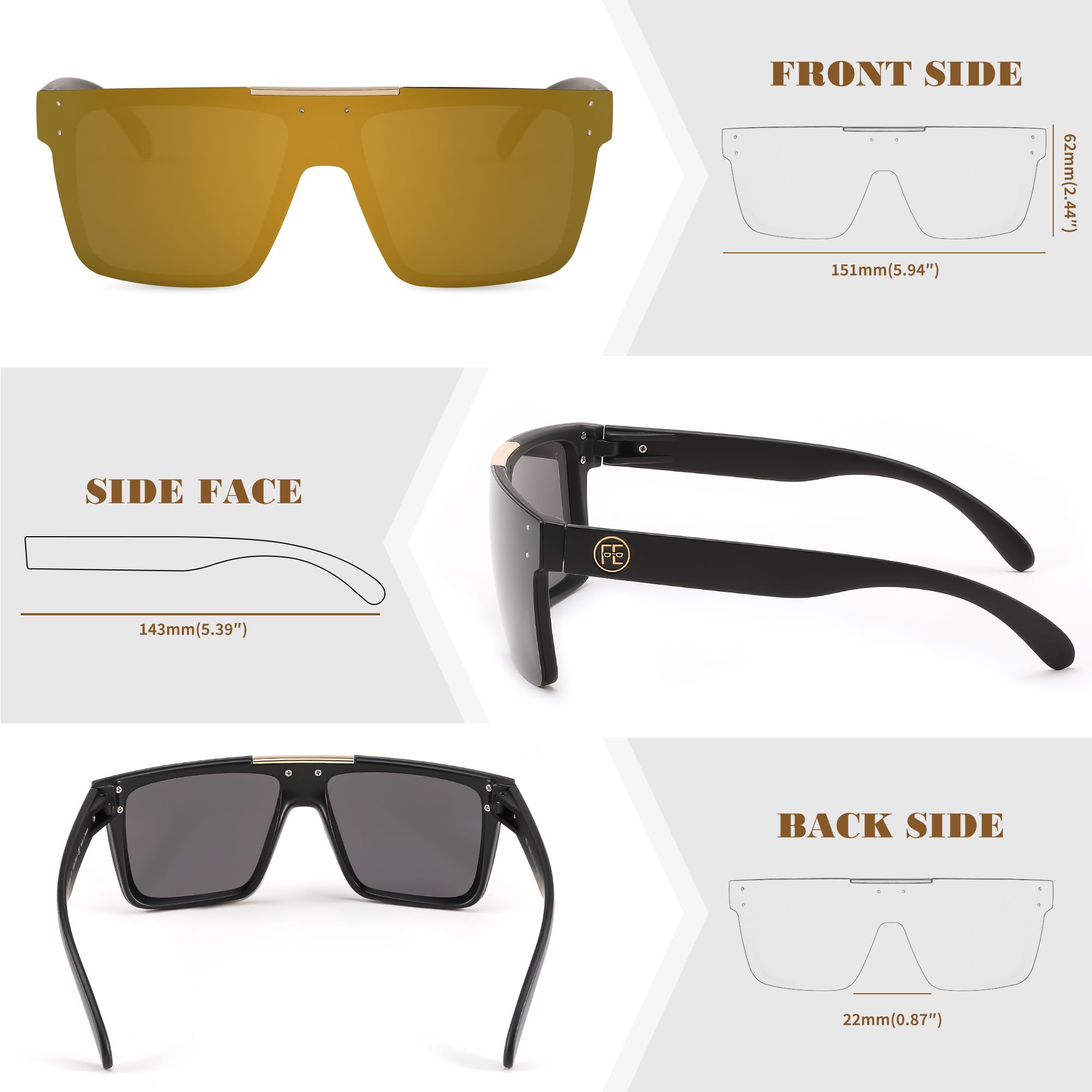 Foto 6 pulgar | Gafas de Sol Feisedy Polarizadas Oversized Square B2990 Black - Venta Internacional