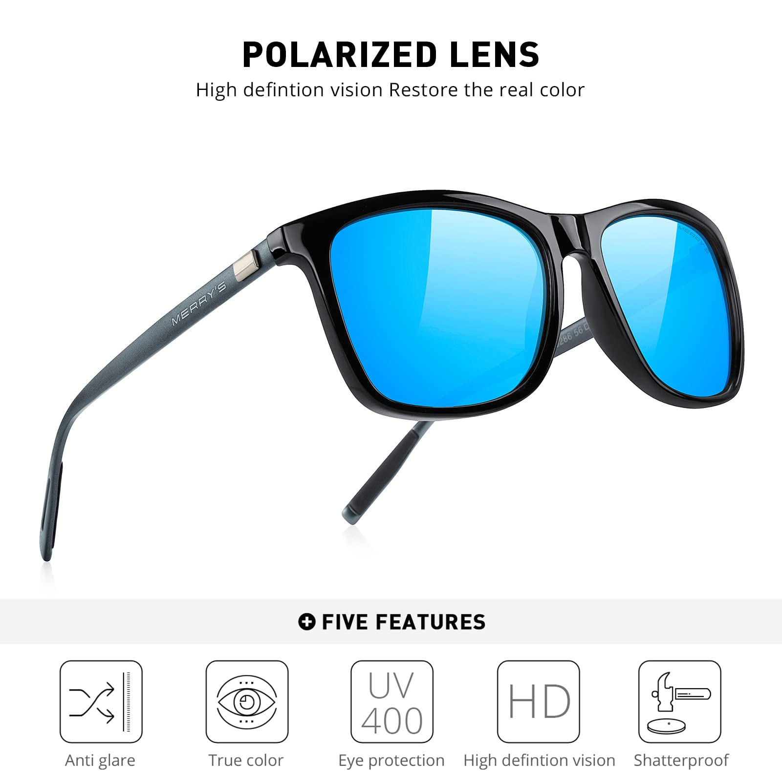 Foto 6 pulgar | Gafas De Sol Merry's Unisex De Aluminio Polarizado S8286 (azul, 56) - Venta Internacional.