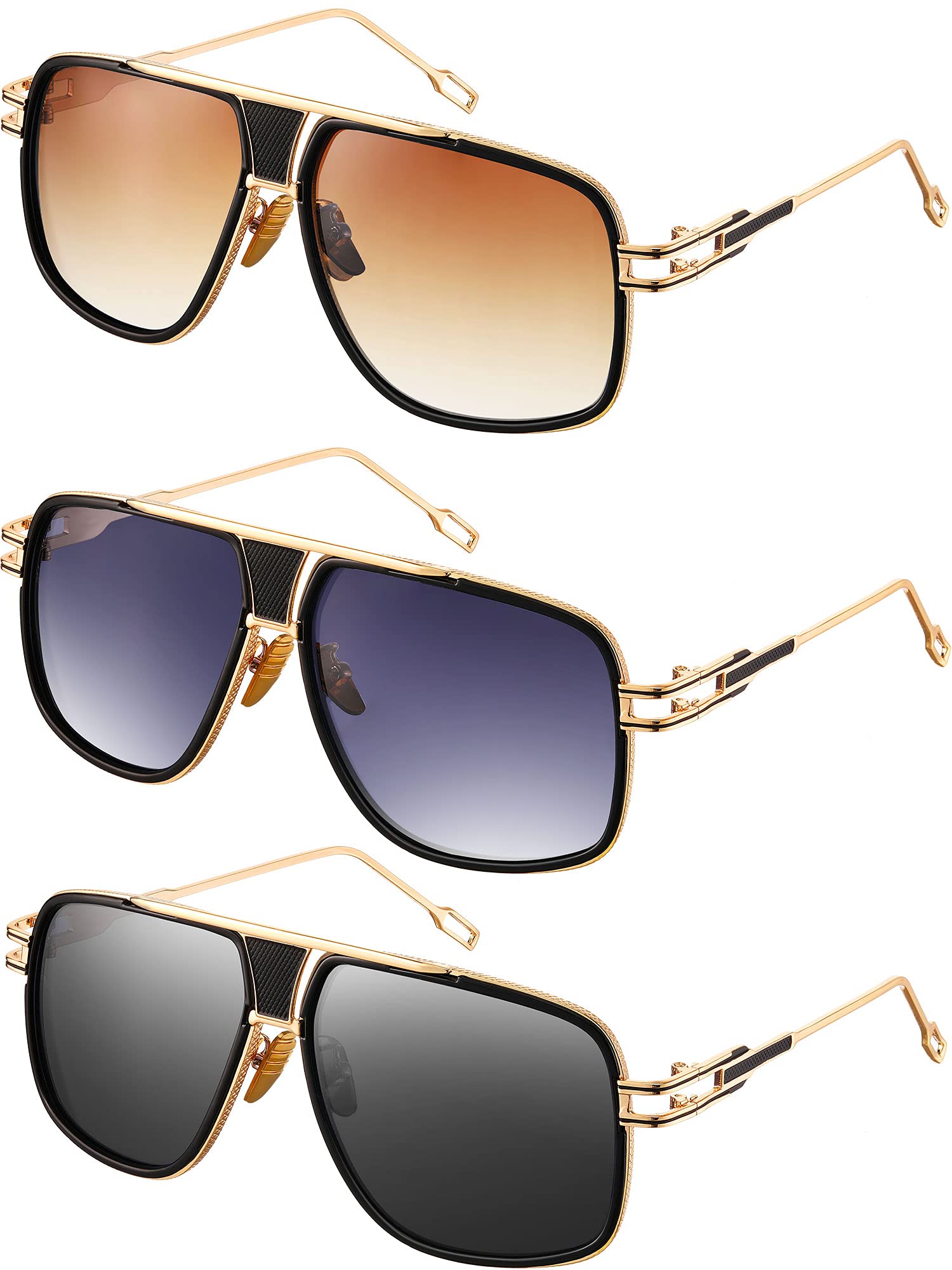 Foto 1 | Gafas De Sol Frienda Retro Para Hombre, De Gran Tamaño, Con Montura Dorada, De Metal, X3 - Venta Internacional.