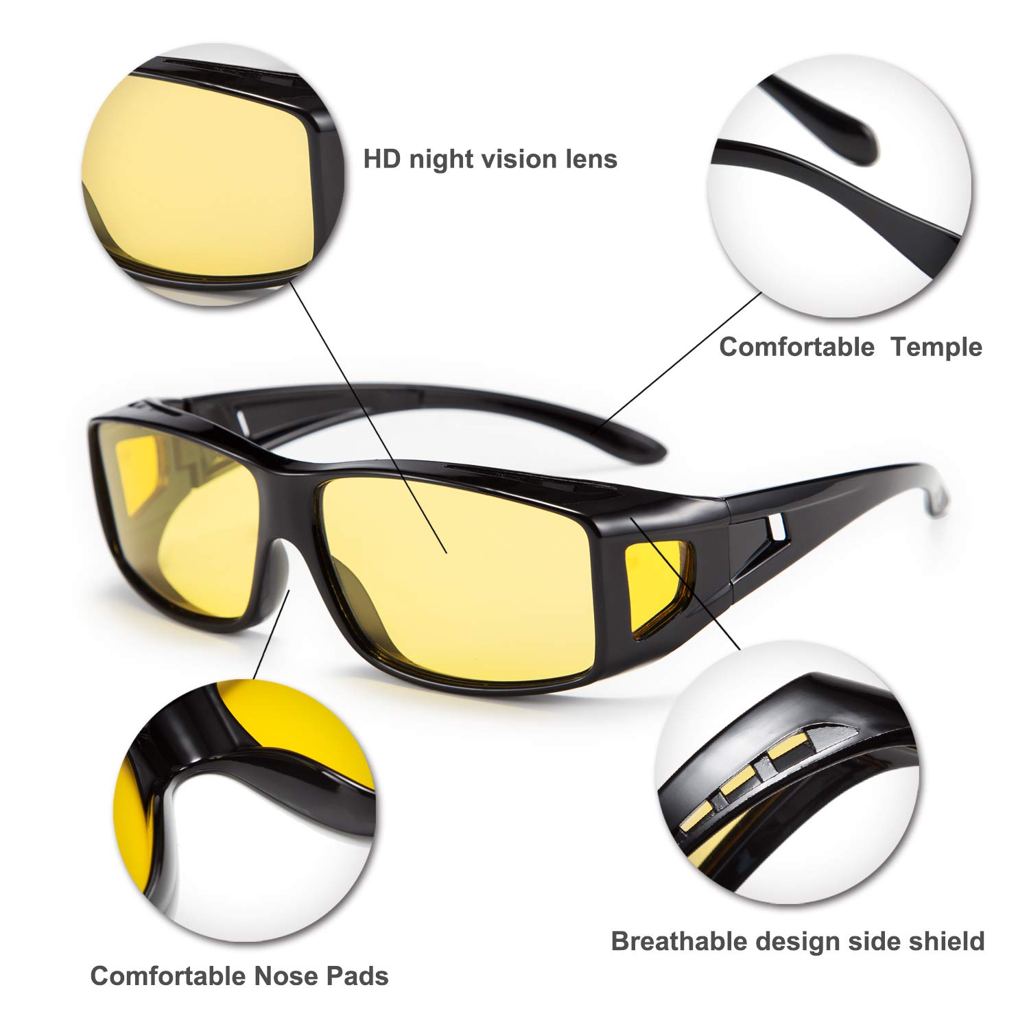 Foto 6 pulgar | Gafas De Conducción Nocturna Feisedy B2593 Con Lente Amarilla Polarizada - Venta Internacional.