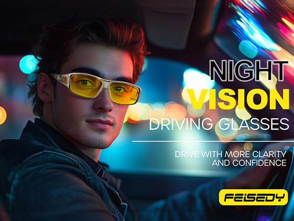 Foto 7 pulgar | Gafas De Conducción Nocturna Feisedy B2593 Con Lente Amarilla Polarizada - Venta Internacional.