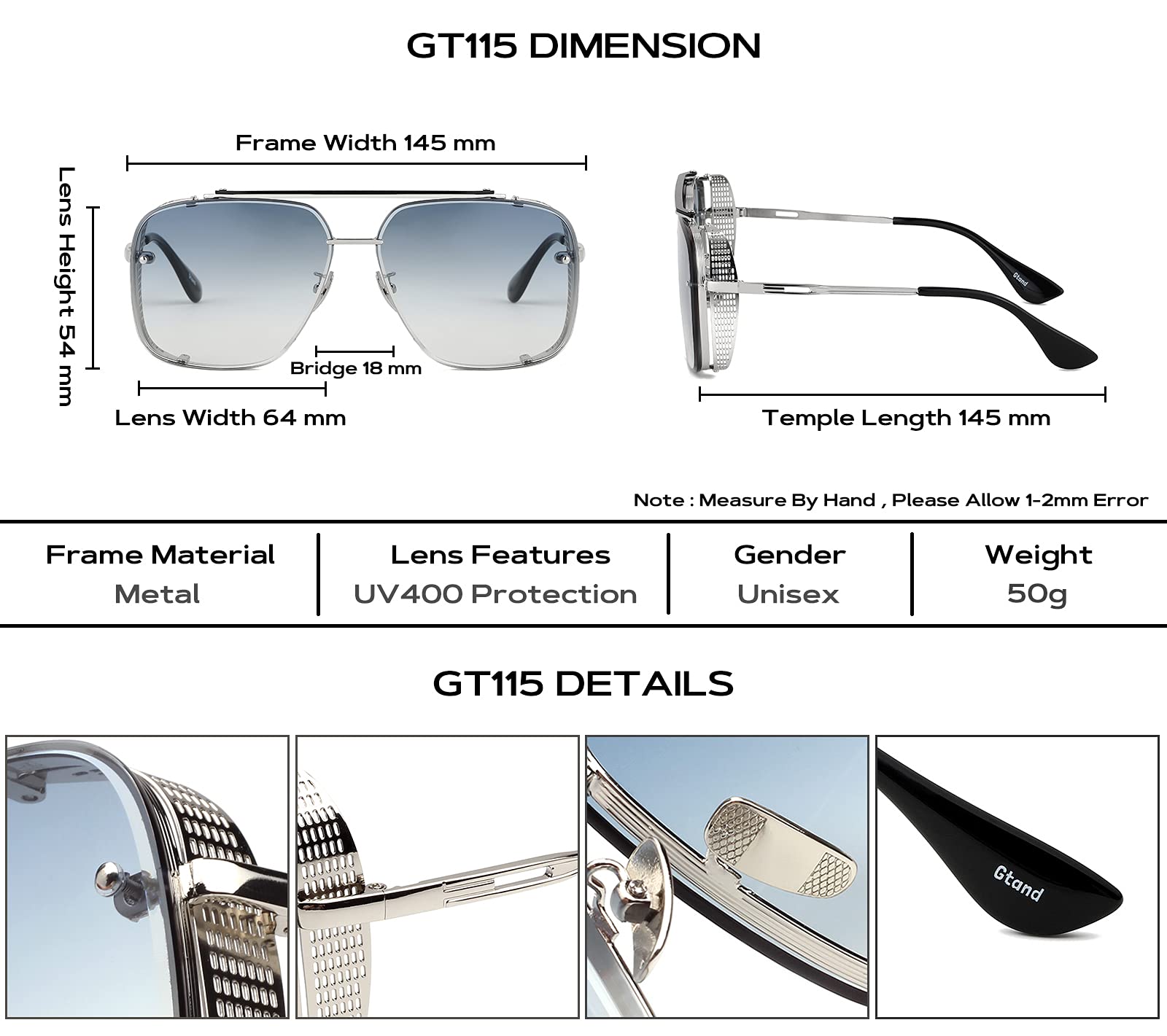 Foto 6 pulgar | Gafas de Sol Gtand Grand Fashion Estilo Aviador para Hombre - Venta Internacional