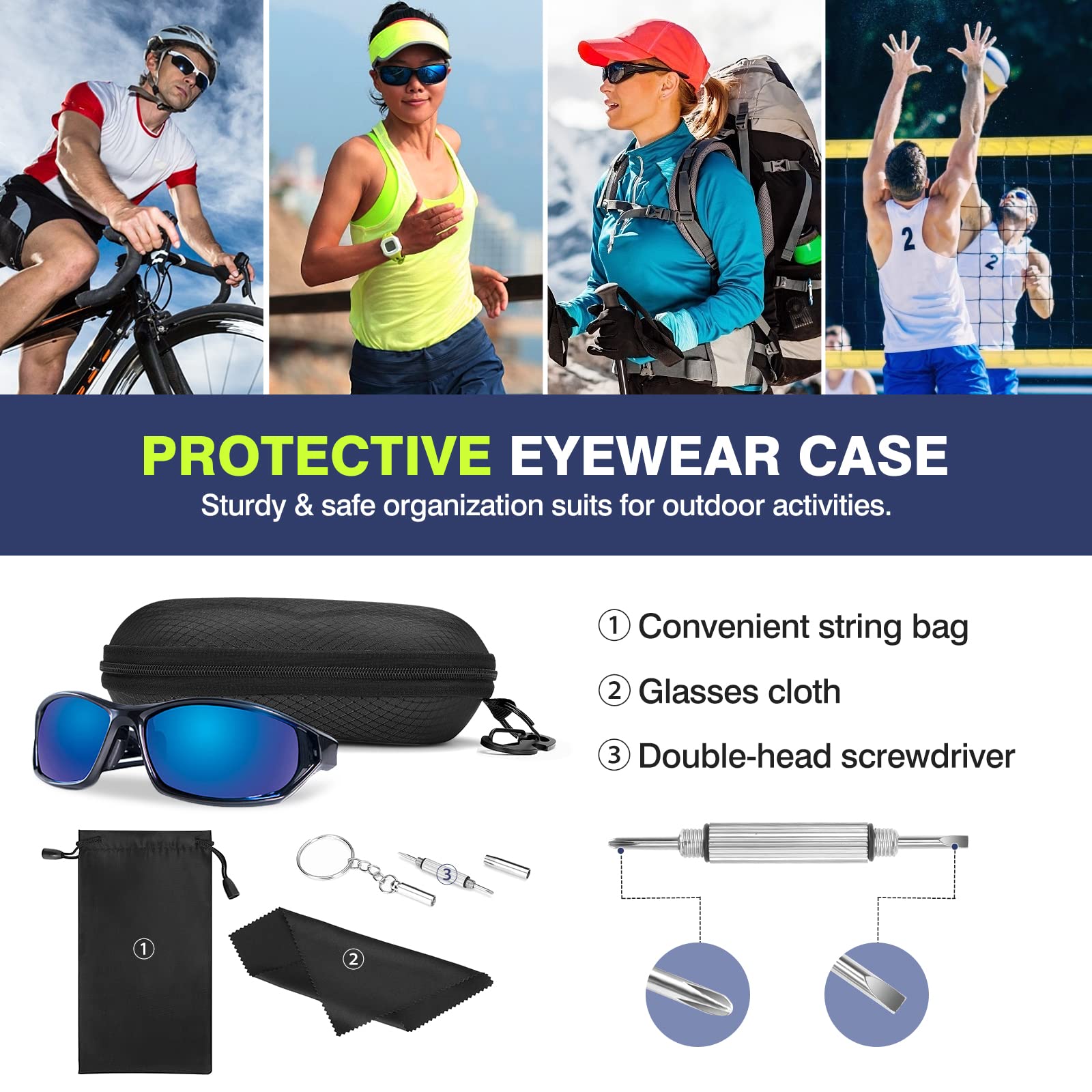 Foto 3 pulgar | Funda Para Gafas De Sol Moko Eva, Carcasa Semirrígida Con Gancho Y Destornillador - Venta Internacional.
