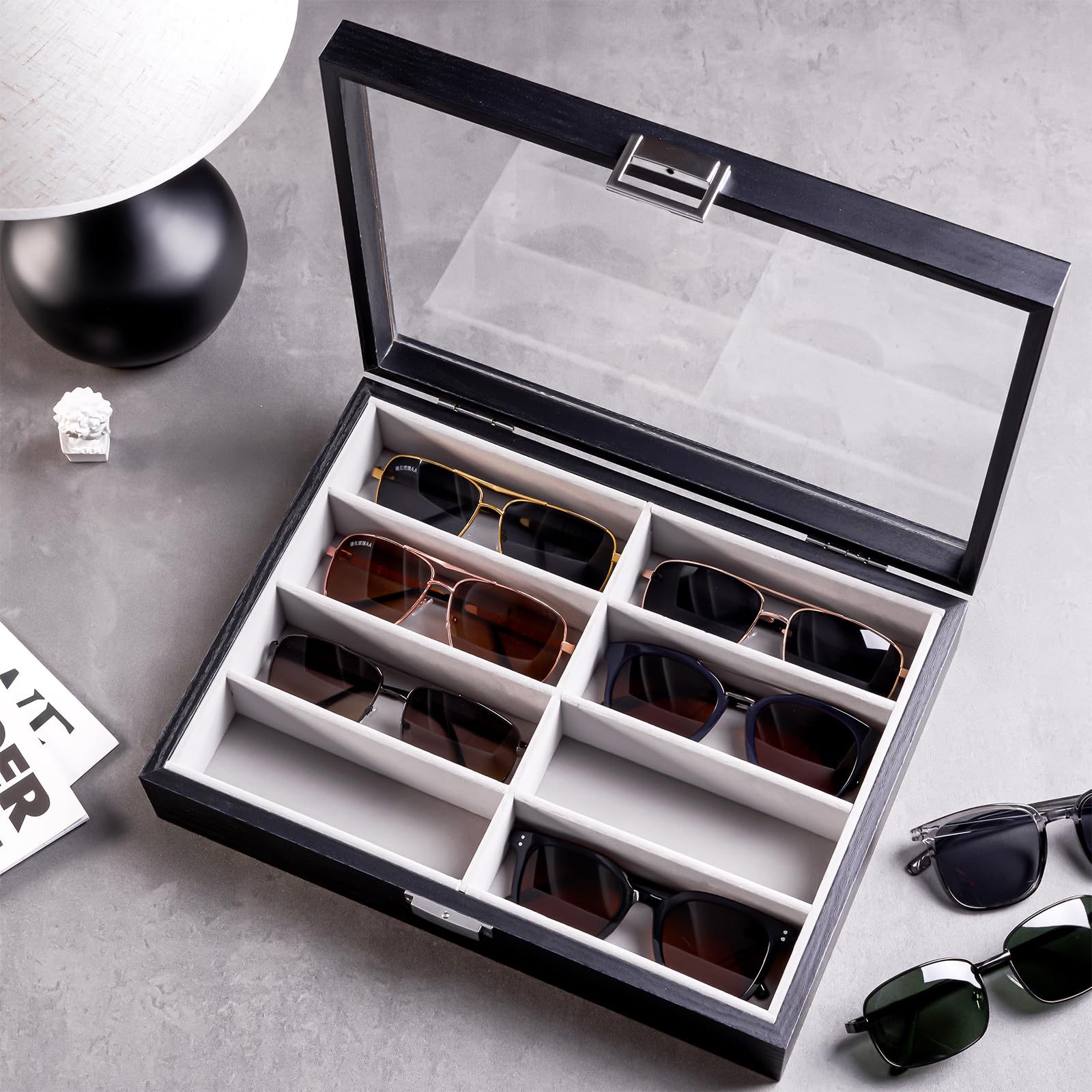 Foto 3 pulgar | Organizador De Gafas De Sol Procase De Madera Para Hombre Y Mujer - Venta Internacional.